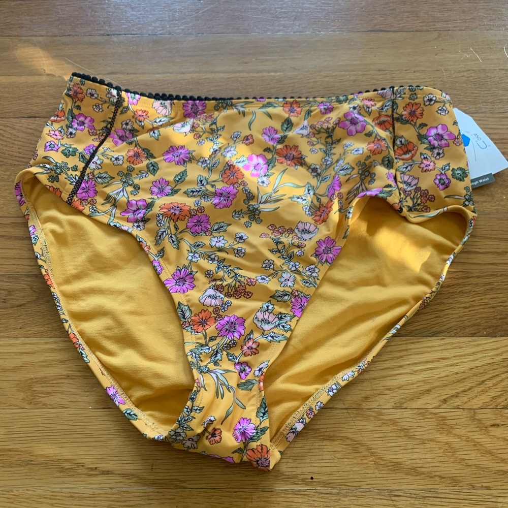 High waisted floral swim bottom